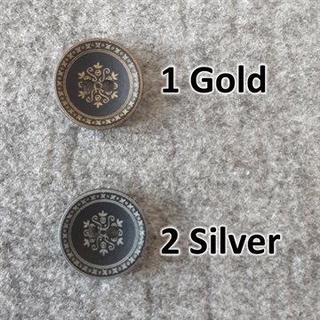 Sort poly knap med mønster 15069 5 Silver